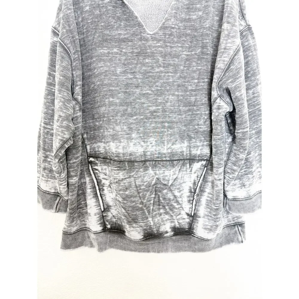 Free People Get It Distressed Oversized Burnout Hoodie Sweater Size XS Gray